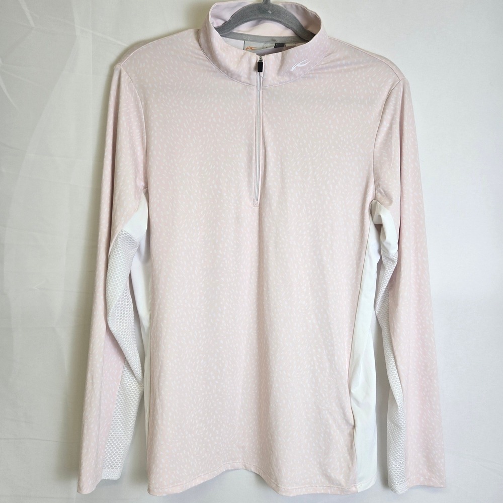 KJUS Sunshine Printed Long Sleeve Half-Zip Midlayer, Pink White, LG25-L08, 42 XL